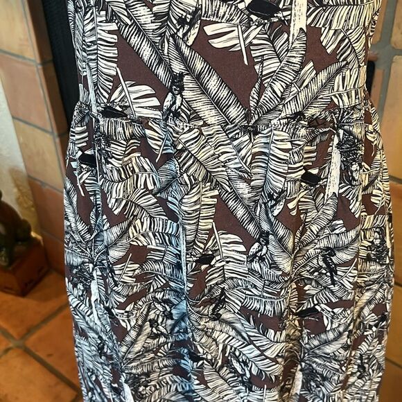 NAF NAF Brown and White Tropical Palm Print Midi/Maxi Dress, size S - Picture 3 of 11
